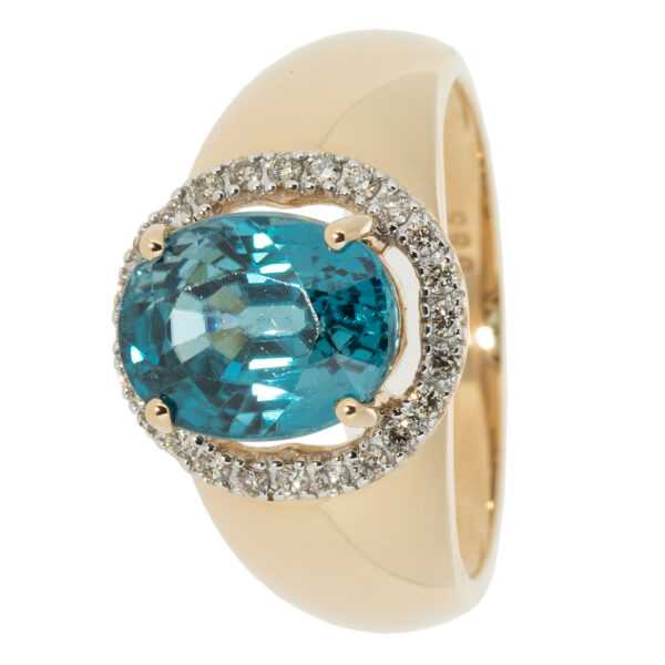 CM Edelsteinzauber Entourage-Ring, Zirkon blau, Brillanten, Gold 585 17 Zirkon