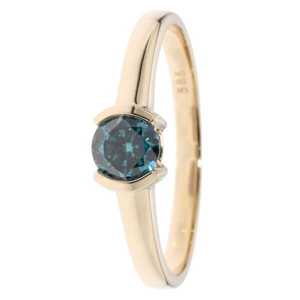 CM Edelsteinzauber Solitär-Ring, Blauer Brillant, Zertifkat, Gold 585 19 Gold 585