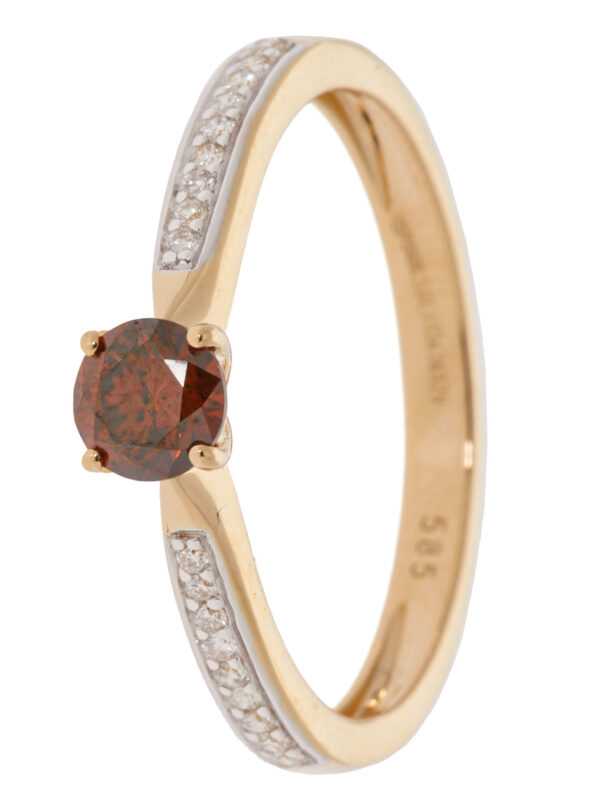 CM Private Diamonds Rivière-Ring, 19 Brill. rot/weiß, Zertifikat 18 Gelbgold 585