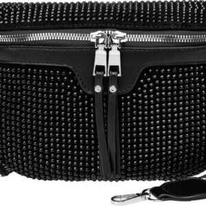 Caspar Gürteltasche TS1075 stylische große XL Damen Crossbody Bauchtasche mit Strasspailletten