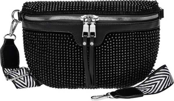 Caspar Gürteltasche TS1075 stylische große XL Damen Crossbody Bauchtasche mit Strasspailletten