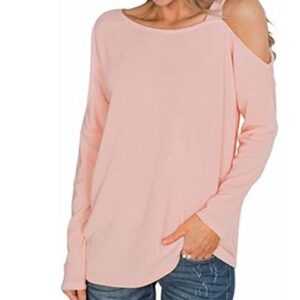 DEBAIJIA Langarmshirt DEBAIJIA Damen Langarmshirt Schulterfrei Sexy Langarm Tops Passform