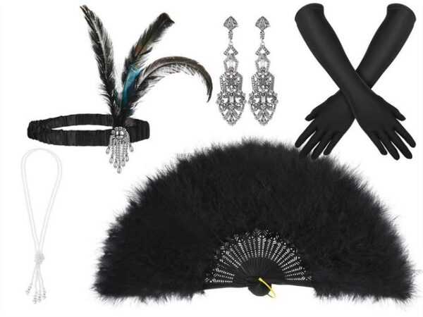 Dekorative Schmuckset 1920s damen accessoires, 20er-Accessoires-Set für Abend Party (6-tlg), 1920er Accessoires für Party Weihnachtstag Karneval