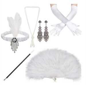 Dekorative Schmuckset 20er Jahre Accessoires Set Damen, 1920er damen accessoires set (6-tlg), 1920er Accessoires für Great Gatsby Party Weihnachtstag Karneval