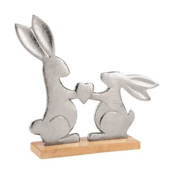 EGLO Living Dekoobjekt Amoatsy, Deko Ostern, Figur aus Holz und Aluminium in Silber, 31,5 x 28,5 cm