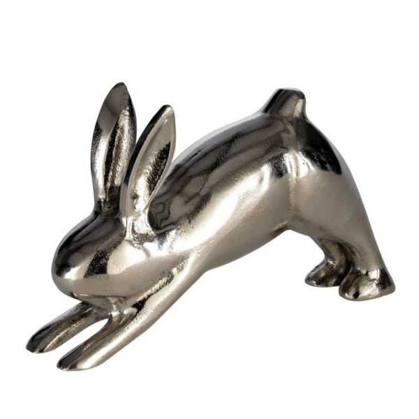 EGLO Living Dekoobjekt Vohilava, Deko Ostern Frühling, Osterhase aus Aluminium in Silber, 20 x 12 cm