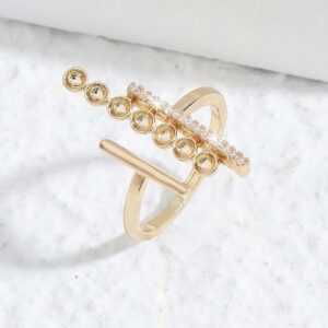 FIDDY Fingerring Modischer Ring für Damen mit offenem Ringschaft und Diamantbesatz (1-tlg), Zirkon, Gold, bezauberndes Geschenk, Hochzeit, Karneval