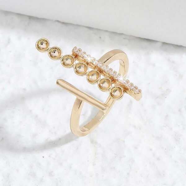 FIDDY Fingerring Modischer Ring für Damen mit offenem Ringschaft und Diamantbesatz (1-tlg), Zirkon, Gold, bezauberndes Geschenk, Hochzeit, Karneval