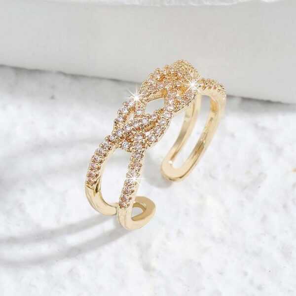 FIDDY Fingerring Modischer Ring für Damen mit offenem Ringschaft und Diamantbesatz (1-tlg), Zirkon, Gold, bezauberndes Geschenk, Hochzeit, Karneval