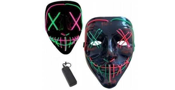 Festivalartikel Verkleidungsmaske LED Maske DJ Purge Halloween Karneval, Leuchtend, Robust, (1-tlg)