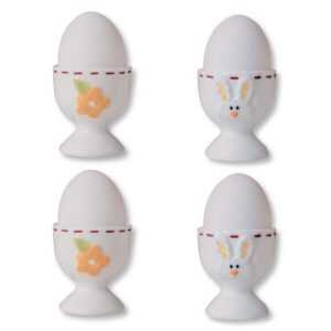 Flanacom Eierbecher Set aus Porzellan lustige Eierbecher Ostern, (4-tlg), Porzellan Geschenk zum Einzug