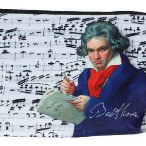 Fridolin Kosmetiktasche (1-tlg), Komponisten-Motiv Ludwig van Beethoven und Notenlinien