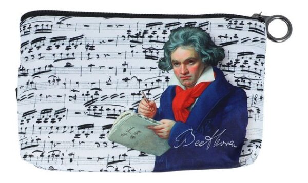 Fridolin Kosmetiktasche (1-tlg), Komponisten-Motiv Ludwig van Beethoven und Notenlinien