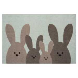 Fußmatte Design Fußmatte Bunny Family Mint Grün Braun Oster, HANSE Home, rechteckig, Höhe: 7 mm