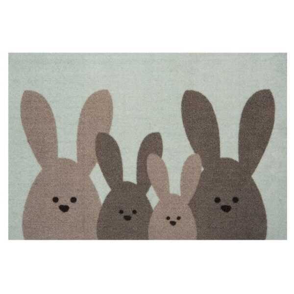 Fußmatte Design Fußmatte Bunny Family Mint Grün Braun Oster, HANSE Home, rechteckig, Höhe: 7 mm