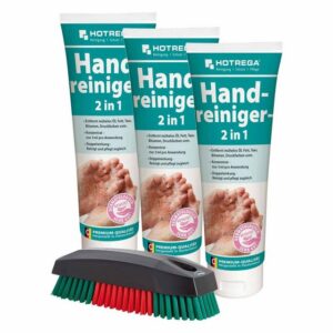 HOTREGA® Handcreme Handreiniger, Handwaschpaste, Waschpaste, Hautpflege 250ml Waschbürste