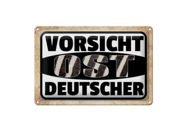 Hebold Flachmann Schild Blech 30x20cm - Made in Germany - Spruch Vorsicht Ost Deutscher