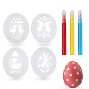 Hey!Easter® Malschablone 3x 4er Ostereier Schablone Set inkl. Malstifte Ostern Eiermalmaschine