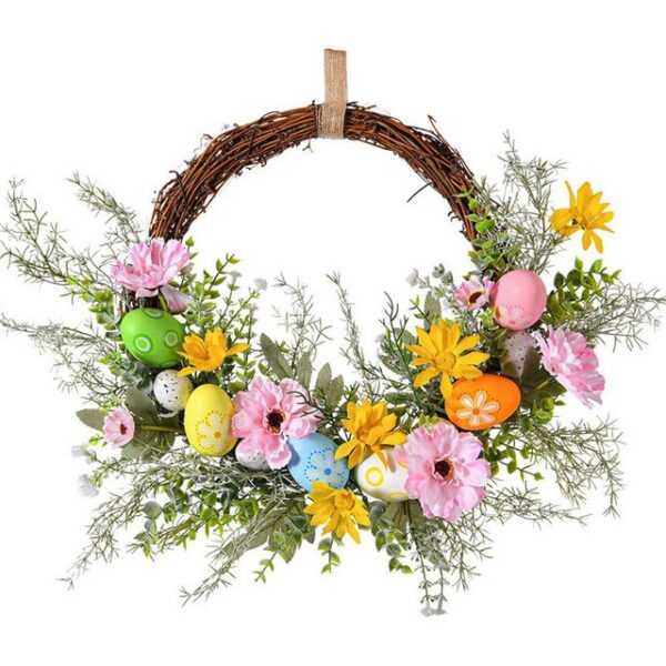 KIKI Osterkranz Ostereiern, Ostern Osterei Deko Kranz Künstliche Blumenkränze