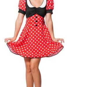 Karneval-Klamotten Kostüm Damen Minnie Maus-Kostüm mit Maus Ohren, Maus Kleid für Damen mit Maus-Ohren. Kleid in rot mit weißen Punkten