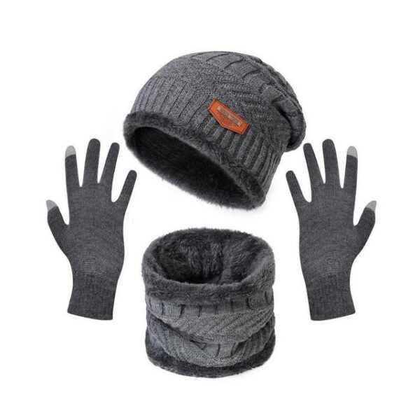 LENBEST Beanie Mütze & Schal Wintermütze Schal Touchscreen Handschuhe Set