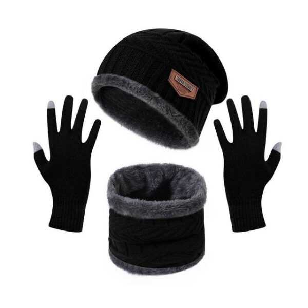 LENBEST Beanie Mütze & Schal Wintermütze Schal Touchscreen Handschuhe Set