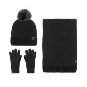 LENBEST Bommelmütze Bommelmütze Mütze Schal Damen Winter Beanie Strickmütze Set