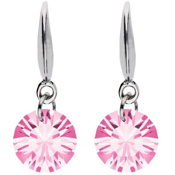 LÖB Paar Ohrhänger Damen Ohrringe Hängend Zirkonia Solitär Stein Anhänger Silber Rosa (Geschenke für Frauen Freundin zum Geburtstag Ostern, Inkl. Schmuckbox), Ohrhänger Steinanhänger Strass Glitzer Diamant Form Klein Klassisch