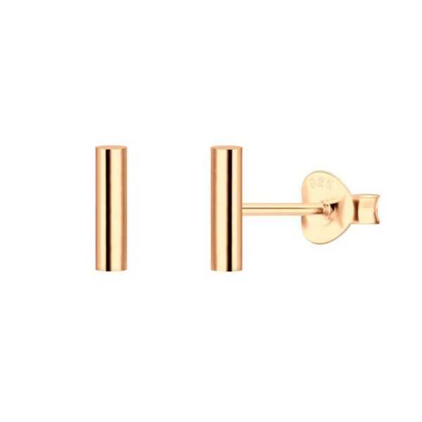 LÖB Paar Ohrstecker Damen Ohrringe 925 Silber Stab 8mm Stecker Modern Minimalistisch Klein (Geschenke für Frauen Freundin zum Geburtstag Weihnachten Weihnachtsgeschenke), Roségold Mädchen Ohrstecker Stecker Stäbe Geometrisch Kurz Rotgold