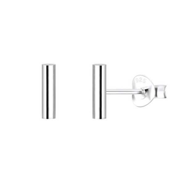 LÖB Paar Ohrstecker Damen Ohrringe 925 Silber Stab 8mm Stecker Modern Minimalistisch Klein (Geschenke für Frauen Freundin zum Geburtstag Weihnachten Weihnachtsgeschenke), Mädchen Ohrstecker Stecker Linie Stäbe Geometrisch Kurz