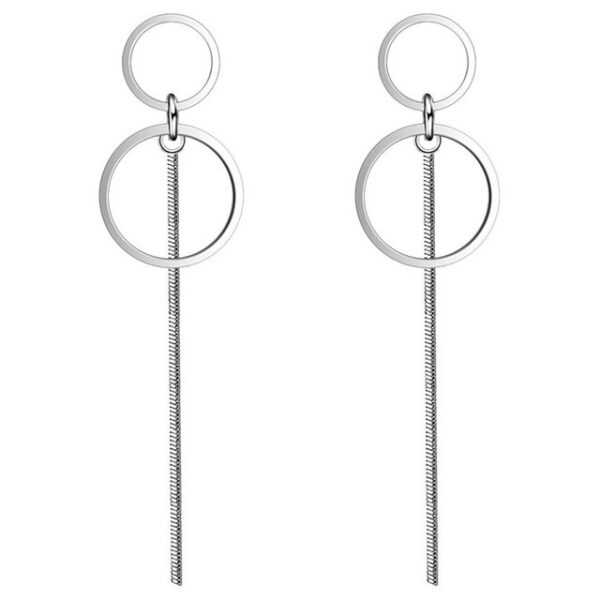 LÖB Paar Ohrstecker Ohrringe Silber Kreis Offen Stab Hängend Modern Minimalistisch Lang (Geschenke für Frauen Freundin zum Geburtstag Ostern, Inkl. Schmuckbox), Damen Ohrstecker Hängend Ringe Anhänger Stecker Ohrhänger Schmal Dünn