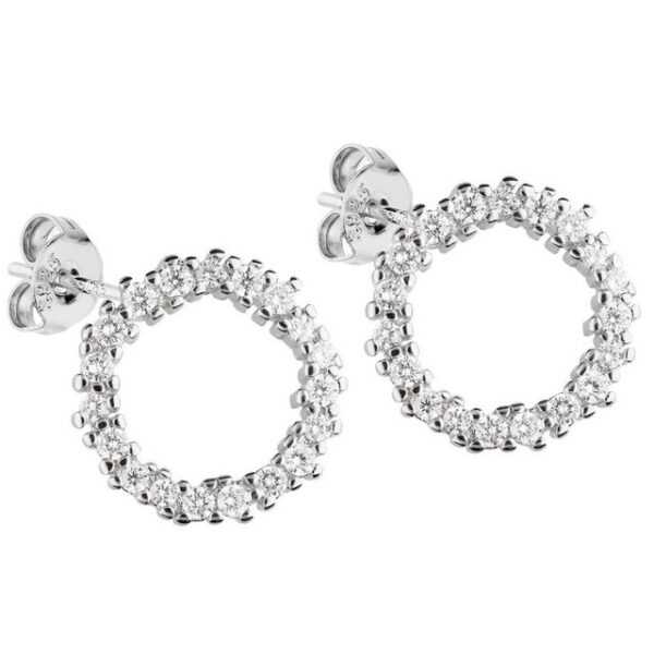 LÖB Paar Ohrstecker Ohrringe Silber Stecker Kreis Ring Offen Strass Zirkonia Rund Modern (Geschenke für Frauen Freundin zum Geburtstag Ostern, Inkl. Schmuckbox), Ohrstecker Glitzer Steine Klein Braut Brautschmuck Minimalistisch