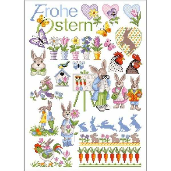 Lindner's Kreuzstiche Kreativset Lindner's Kreuzstiche Zählmuster Vorlage "Frohe Ostern", 022, (embroidery kit)