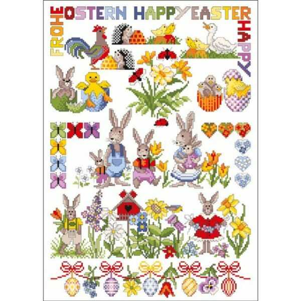 Lindner's Kreuzstiche Kreativset Lindner's Kreuzstiche Zählmuster Vorlage "Happy Ostern", 032, (embroidery kit)