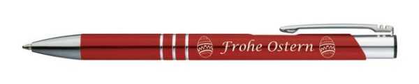 Livepac Office Kugelschreiber 10 Kugelschreiber mit Gravur "Frohe Ostern" / aus Metall / Farbe: rot
