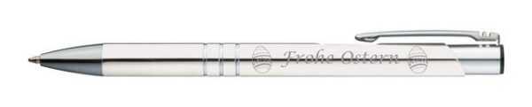 Livepac Office Kugelschreiber 10 Kugelschreiber mit Gravur "Frohe Ostern" / aus Metall / Farbe: weiß