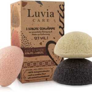 Luvia Cosmetics Gesichtsreinigungsschwamm Konjac Schwamm Set Red Clay, 3 tlg.