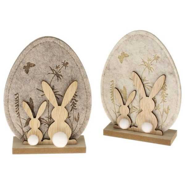 Macosa Home Osterei 2er Set Deko Ei Filz Holz 16 cm Braun Dekoei Filzei Osterdekoration (Deko-Figur Ostern Osterdekoration Osterhase, Filzosterei Oster-Dekoration Tischdeko), Deko Ostern Dekoosterei modern