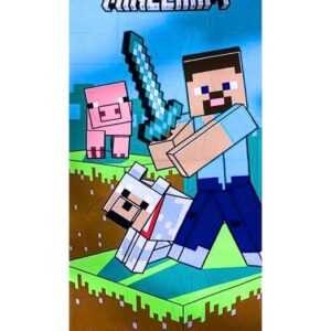 Minecraft Badetuch Steve, Mikrofaser, Kinder Strandtuch 70 x 140 cm schnelltrocknend