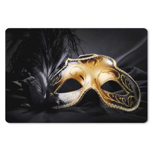 MuchoWow Gaming Mauspad Karneval - Goldmaske (1-St), Büro für Tastatur und Maus, Mousepad Gaming, 90x60 cm, XXL, Großes