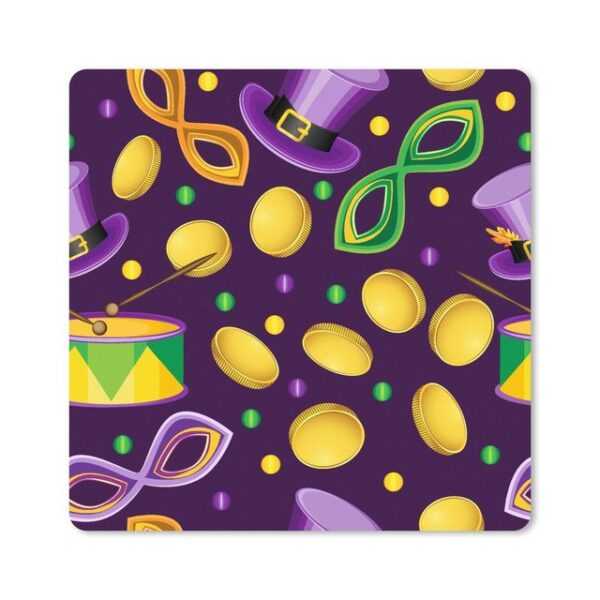 MuchoWow Gaming Mauspad Karneval - Party - Lila - Muster (1-St), Mousepad mit Rutschfester Unterseite, Gaming, 40x40 cm, XXL, Großes