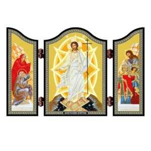 NKlaus Holzbild 1403 Auferstehung Jesus Christus Ostern Ikone Vosk, Triptychon