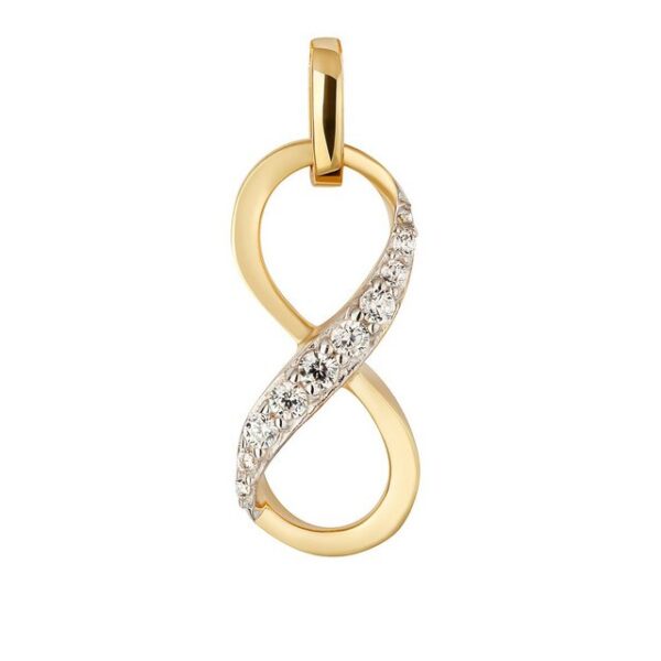 NKlaus Kettenanhänger Infinity 16x7mm Kettenanhänger 585 Gelbgold Zirkon (1 Stück)