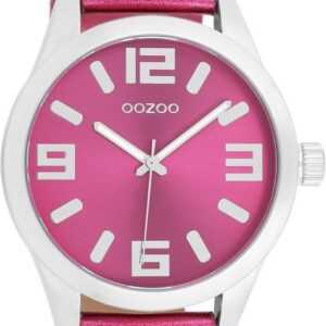 OOZOO Quarzuhr Basic Line Uhr C1078 Lederband Metallic Pink 46 mm