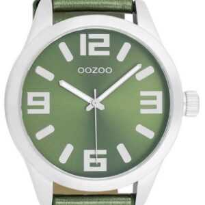 OOZOO Quarzuhr Basic Line Uhr C1081 Lederband Metallic Green 46 mm