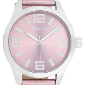 OOZOO Quarzuhr Basic Line Uhr C1083 Lederband Metallic light pink 46 mm