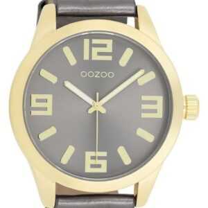 OOZOO Quarzuhr Basic Line Uhr C1084 Lederband Metallic Dark Grey 46 mm