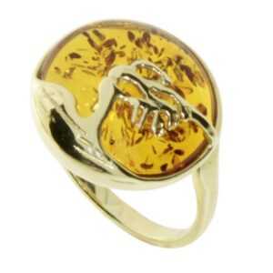 OSTSEE-SCHMUCK Goldring - Windflüchter 15 mm - Gold 333/000 - Bernstein (1-tlg)