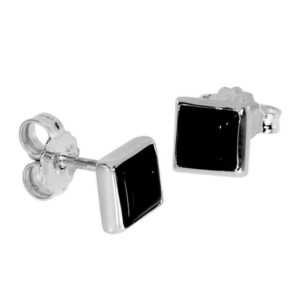 OSTSEE-SCHMUCK Paar Ohrstecker - Classic 6x6 mm - Silber 925/000 - Onyx (2-tlg)