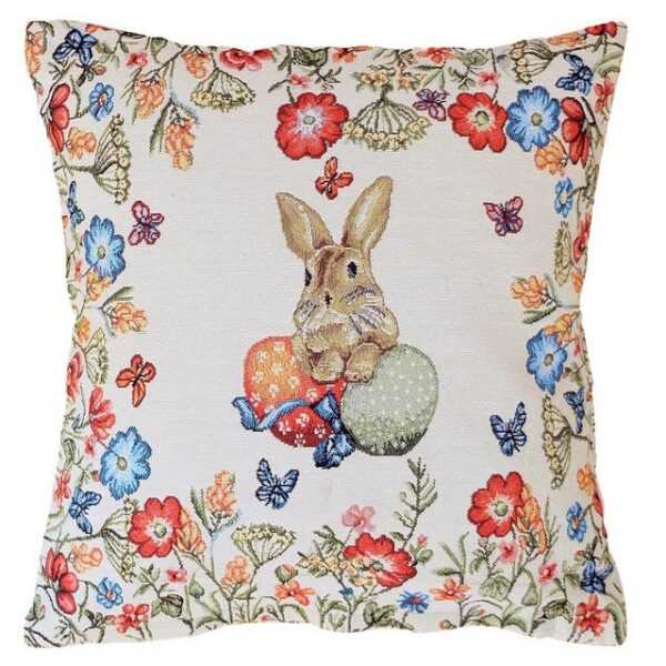 Platzset, Gobelin Tischdeko Osterdeko Tischset Deko Kissen, heimtexland, (1-St), Kissenhülle 40x40 cm Ostern Osterhase Blumenwiese